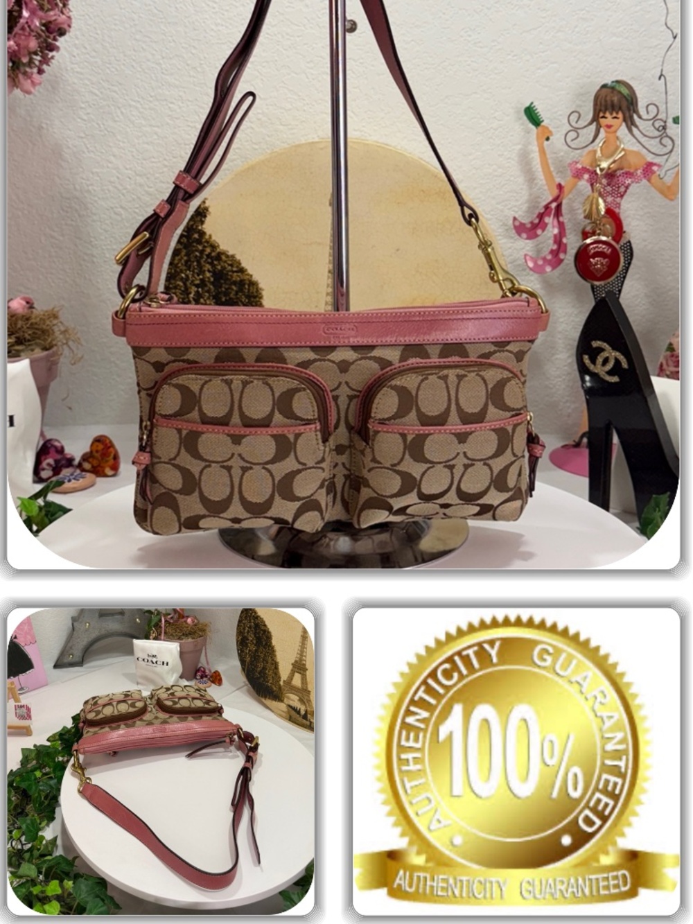 COUTURE COACH KANGAROO PINK MONOGRAM BUM/FANNY-BELT BAG HANDBAG! (RARE)